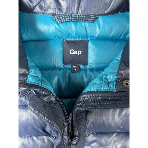 Gap Women's Down Puffer Vest Size S Dark Navy Lightweight Zip & Snap Jacket - Picture 7 of 10